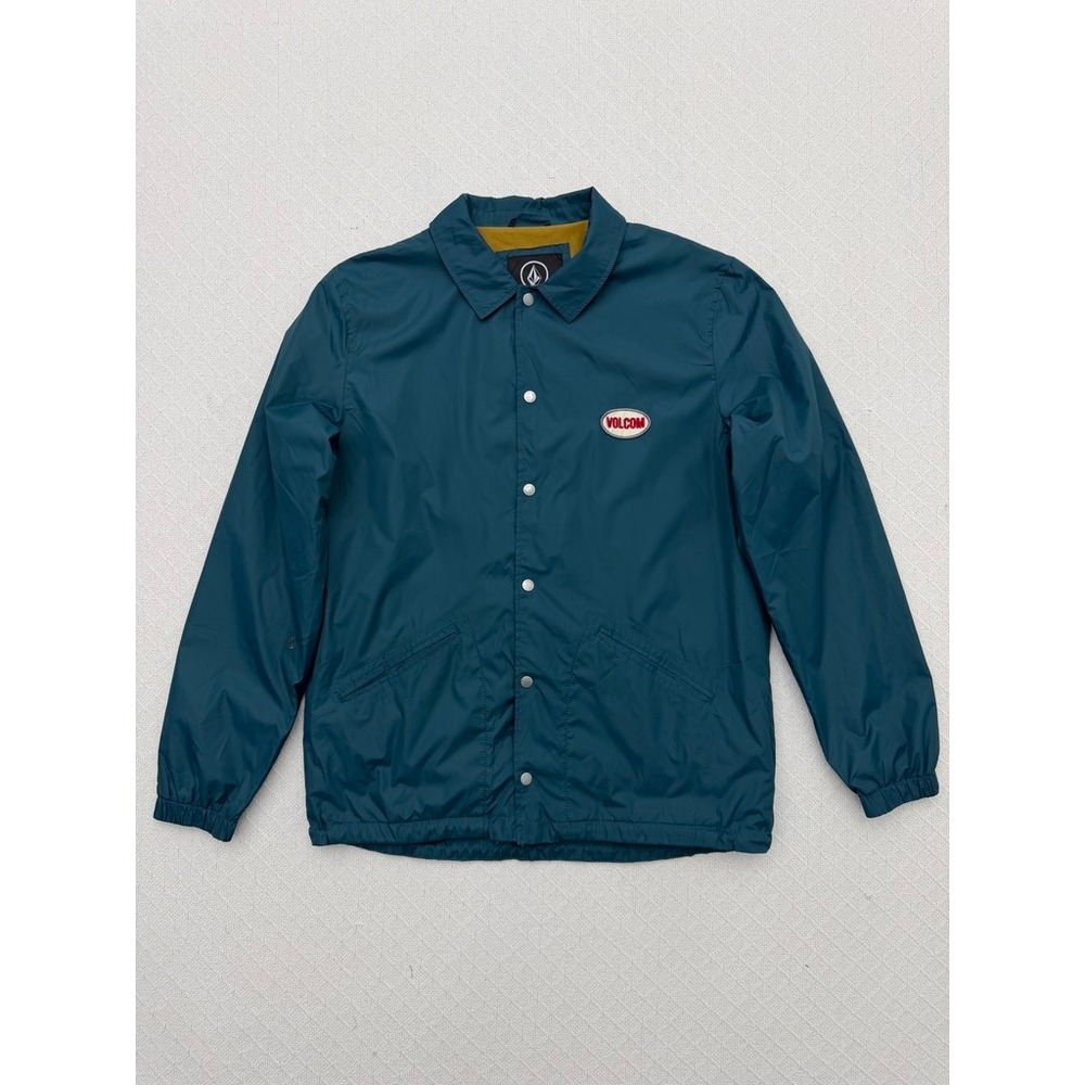 Volcom Coaches Skate Jacket Teal Blue Water Resistant Snap Front Mens XL